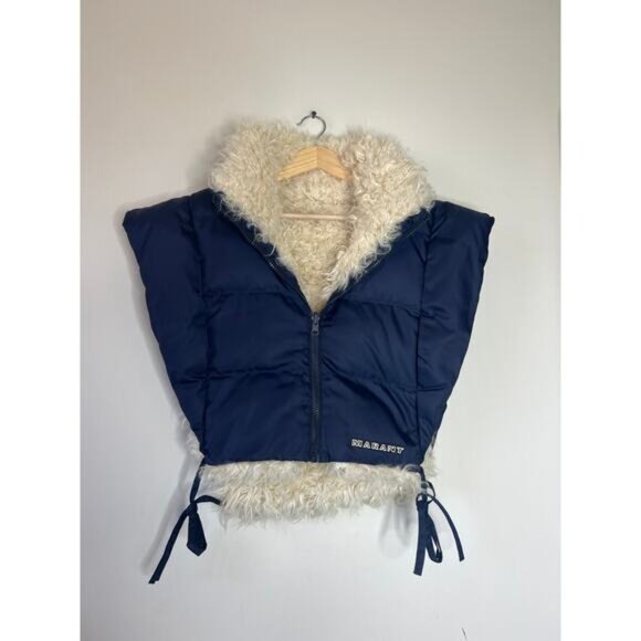 NEW Isabel Marant Hoodiali Puffer Zip Up Stand Collar Cropped Vest Blue One Size - Picture 2 of 7